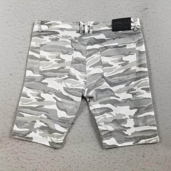 XRAY Jeans Shorts Mens 36 Gray Camo Denim Moto Biker Stretch Ribbed Five Pocket - Picture 8 of 16